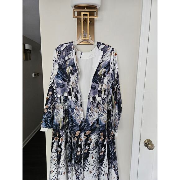 Annah Hariri White Navy Embellished Mango Modest Dress Formal Dress NWT Size 10 - Picture 12 of 12